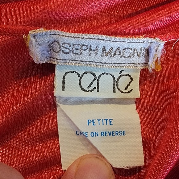 Vintage Joseph Magnin Rene' Red Lingerie Nightgown Floral Lace Trim Small Petite - Picture 5 of 11